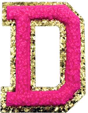 D Chenille Letter Iron On Patch Gold (Medium)