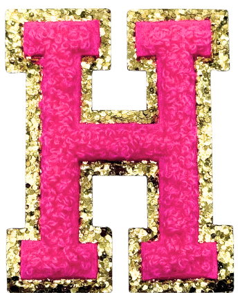 H Chenille Letter Iron On Patch Gold (Medium)