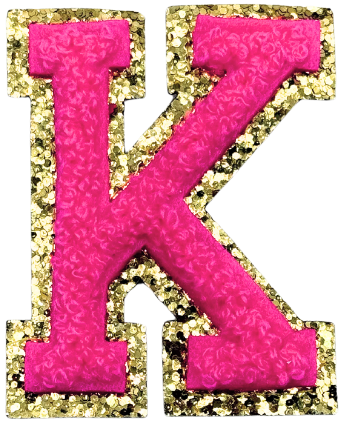 K Chenille Letter Iron On Patch Gold (Medium)