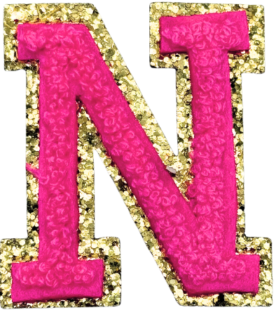N Chenille Letter Iron On Patch Gold (Medium)