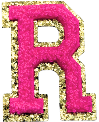 R Chenille Letter Iron On Patch Gold (Medium)