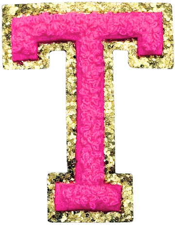 T Chenille Letter Iron On Patch Gold (Medium)