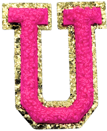 U Chenille Letter Iron On Patch Gold (Medium)