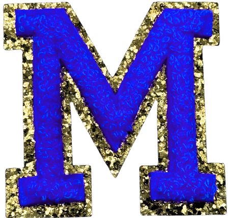 M Chenille Letter Iron On Patch Gold (Medium)