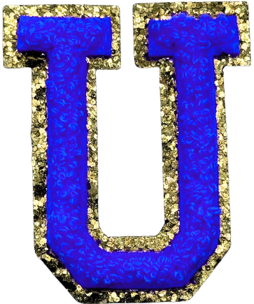 U Chenille Letter Iron On Patch Gold (Medium)