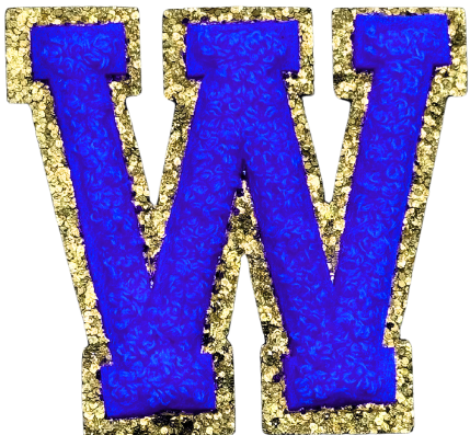 W Chenille Letter Iron On Patch Gold (Medium)