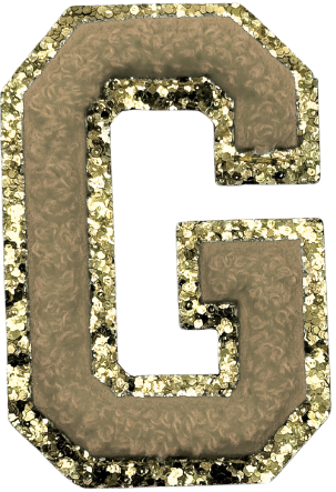 G Chenille Letter Iron On Patch Gold (Medium)
