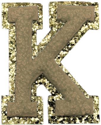 K Chenille Letter Iron On Patch Gold (Medium)