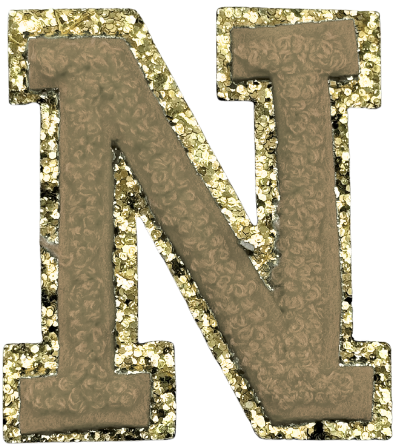 N Chenille Letter Iron On Patch Gold (Medium)