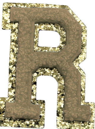R Chenille Letter Iron On Patch Gold (Medium)