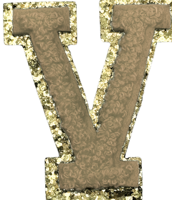 V Chenille Letter Iron On Patch Gold (Medium)