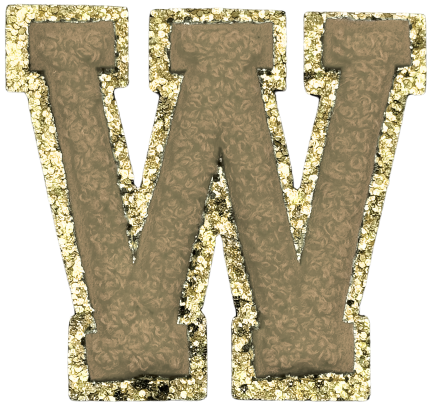 W Chenille Letter Iron On Patch Gold (Medium)