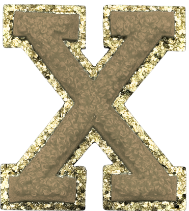 X Chenille Letter Iron On Patch Gold (Medium)