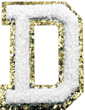D Chenille Letter Iron On Patch Gold (Medium)