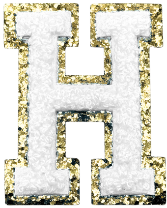 H Chenille Letter Iron On Patch Gold (Medium)