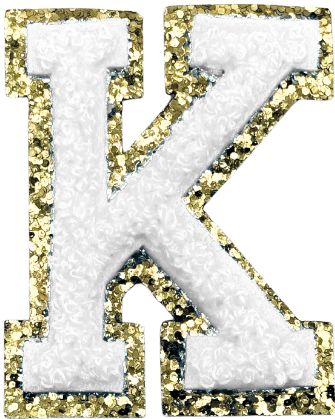 K Chenille Letter Iron On Patch Gold (Medium)