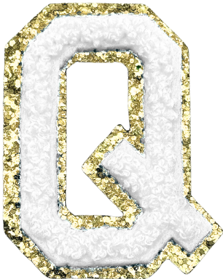 Q Chenille Letter Iron On Patch Gold (Medium)