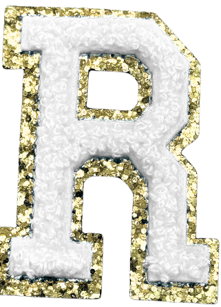 R Chenille Letter Iron On Patch Gold (Medium)