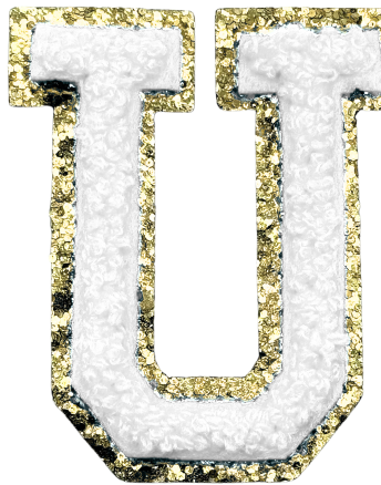 U Chenille Letter Iron On Patch Gold (Medium)