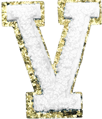 V Chenille Letter Iron On Patch Gold (Medium)