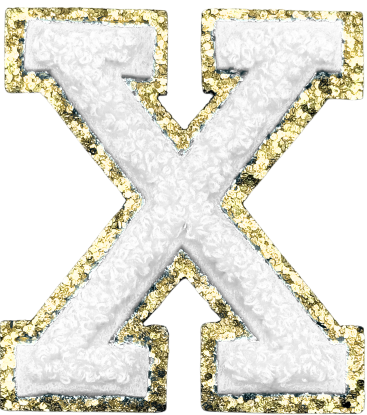 X Chenille Letter Iron On Patch Gold (Medium)