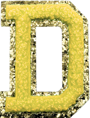 D Chenille Letter Iron On Patch Gold (Medium)