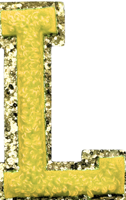 L Chenille Letter Iron On Patch Gold (Medium)