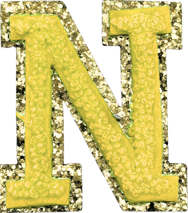 N Chenille Letter Iron On Patch Gold (Medium)