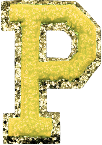 P Chenille Letter Iron On Patch Gold (Medium)