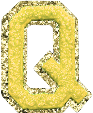 Q Chenille Letter Iron On Patch Gold (Medium)