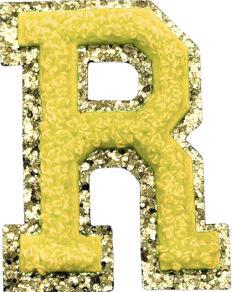 R Chenille Letter Iron On Patch Gold (Medium)