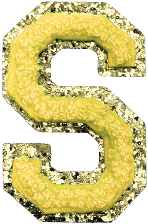 S Chenille Letter Iron On Patch Gold (Medium)