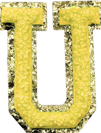 U Chenille Letter Iron On Patch Gold (Medium)