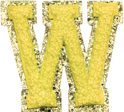 W Chenille Letter Iron On Patch Gold (Medium)
