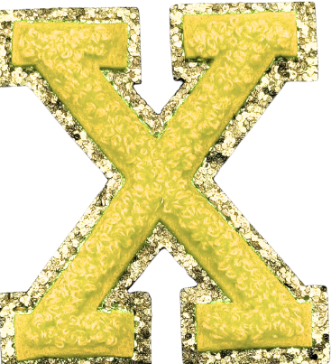 X Chenille Letter Iron On Patch Gold (Medium)