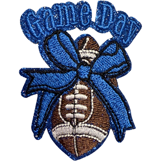 Game Day Football with Blue Bow