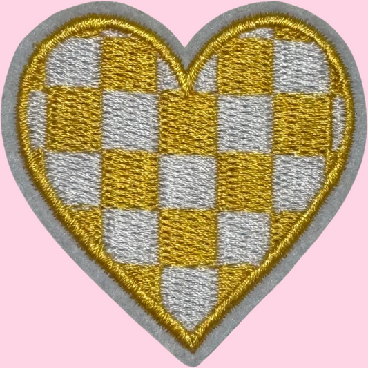Yellow & White Checkered Heart