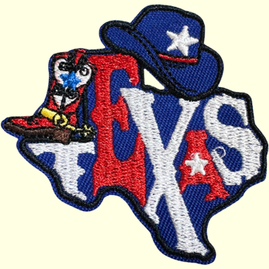 Teaxs State w Blue Hat - Red, White & Blue