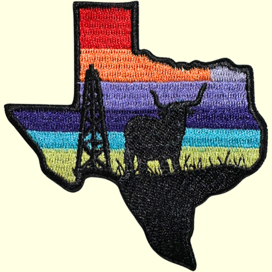 Texas Sunset Multi-Color w Longhorn & Oil Well
