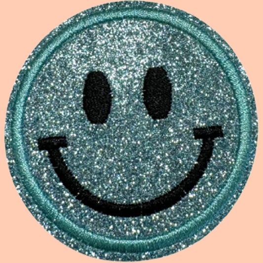 Teal Shimmery Smiley Face