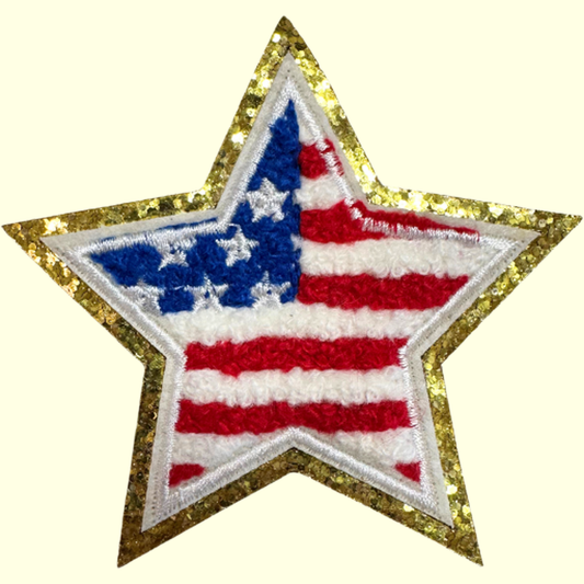 American Flag Star Trimmed in Gold Chenille
