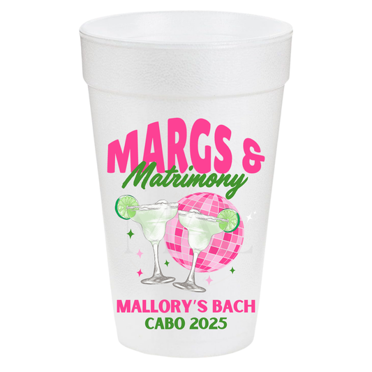 Margs and Matrimony Disco 20oz Cups