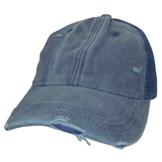 Navy Blue Distressed Hat