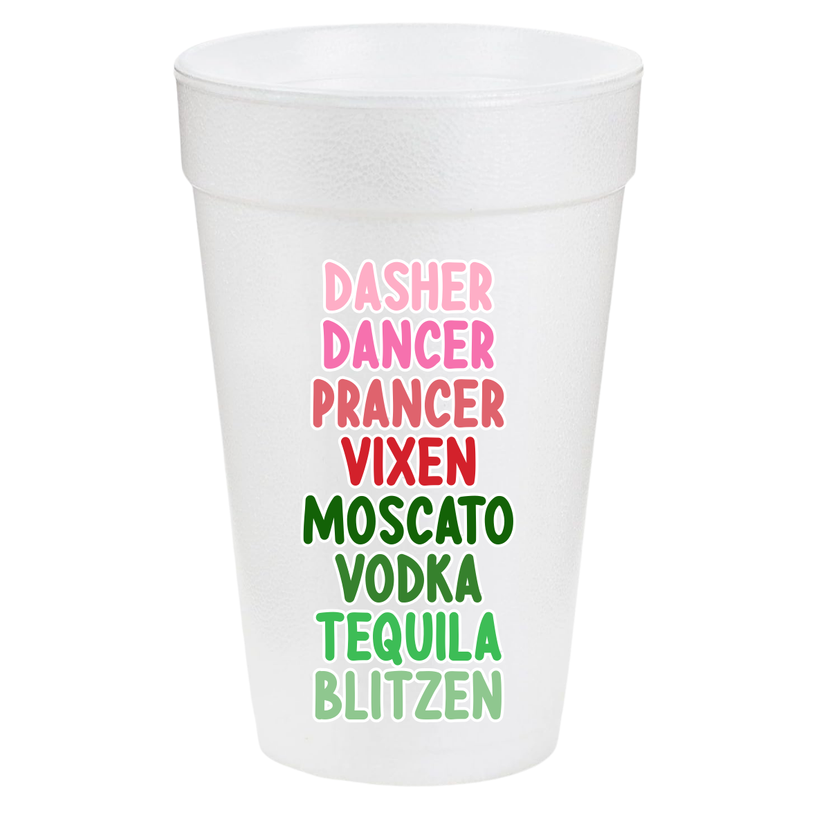 Reindeer Alcohol Names 20oz Styrofoam Cups