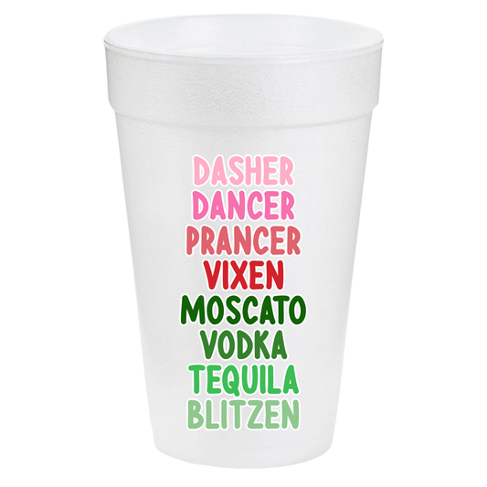 Reindeer Alcohol Names 20oz Styrofoam Cups