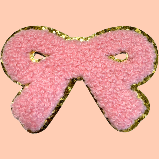 Pink Bow Trimmed in Gold Chenille