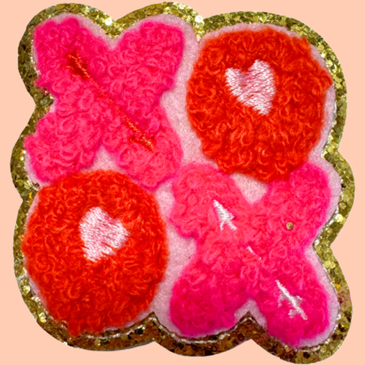 XOXO - Hot Pink And Red Trimmed in Gold Chenille