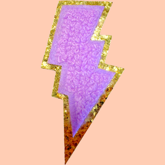 Purple Lightning Bolt Trimmed in Gold Chenille