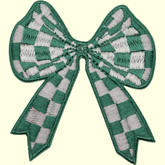 Turquoise Checkered Bow