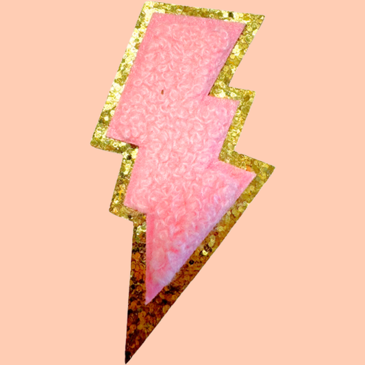 Light Pink Lightning Bolt Trimmed in Gold Chenille